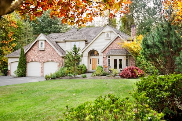 Suburban home in early Autumn as the leaves begin to turn