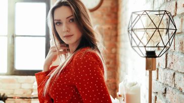 Beautiful woman in red dress