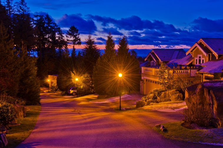 Fantastic glow luxury neighborhood at night