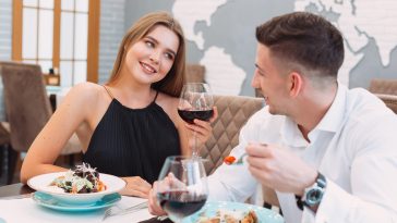 Beautiful couple in a restaurant