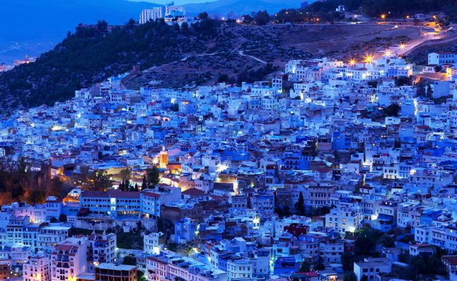 Chefchaouen Medina in Morocco, Africa. Chefchaouen or Chaouen is a city in northwest Morocco. It is the Chief town of the province of the same name, and is noted for its buildings in shades of blue.