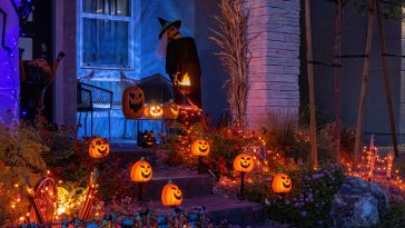 Night view of a house with halloween decoration at Las Vegas