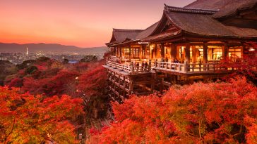 Kyoto, Japan at Kiyomizu-dera Temple.