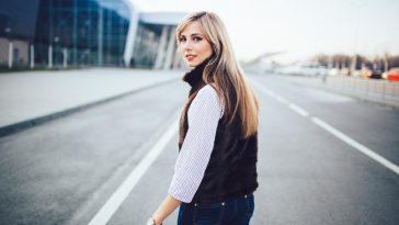 amazing  happy  blonde walking outdoors