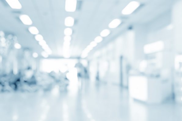 Blurred interior of hospital - abstract medical background.