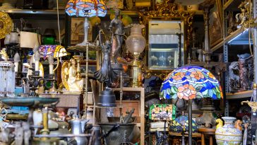 BARCELONA, SPAIN - MAY 09, 2018. Antiquary dealer shop in Barcelona.