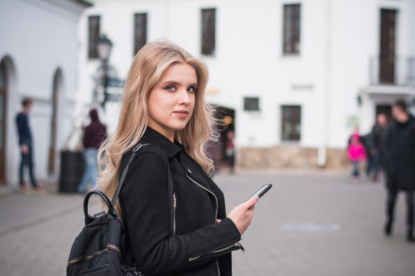 Fashion hipster girl outdoor portrait in the city