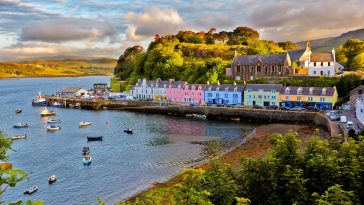 view on Portree before sunset, Isle of Skye, Scotland