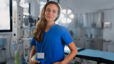 Portrait of young nurse in a surgical department.