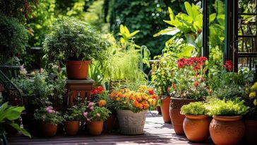 window sill garden with various plants. Eco and trendy approach