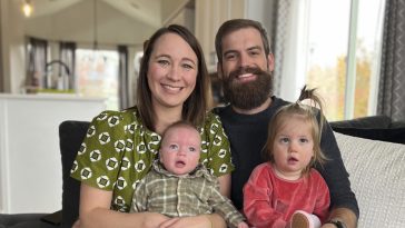 GoFundMe - pictured above are Rebekah and Evan Lockard with their children Jack and Naomi