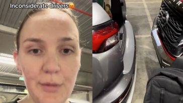 TikTok - @stepharneilll pictured above is Steph in her video, along with evidence of how close this driver parked to her