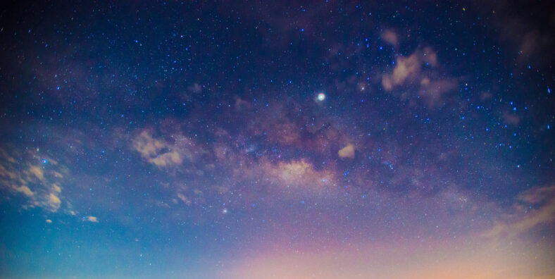 Panorama blue night sky milky way and star on dark background.Un