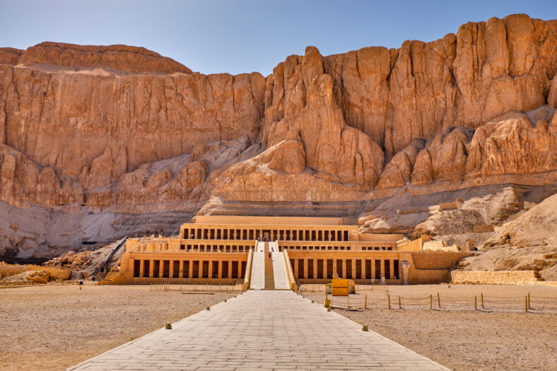 Ancient ruins of the Mortuary Temple of Hatshepsut in Luxor, Egy