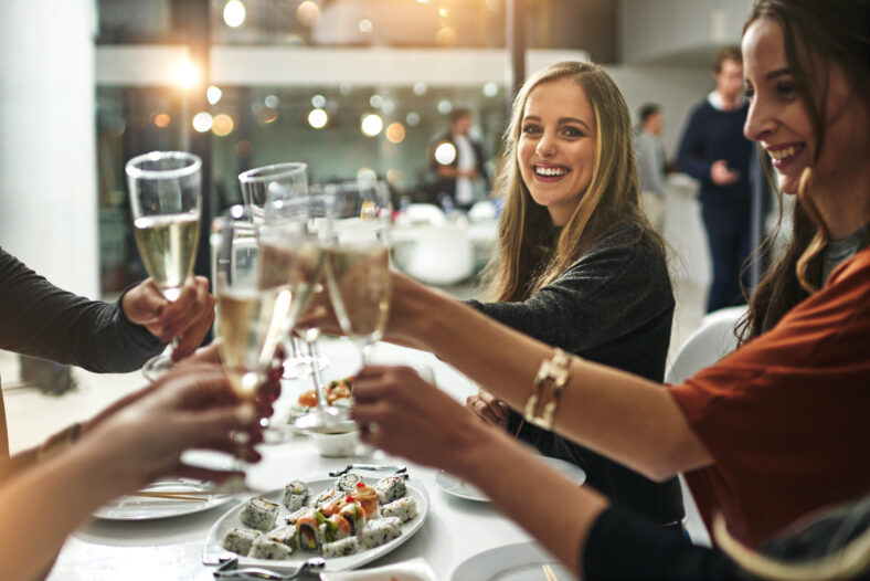 Shot of friends having a dinner party at a restaurant