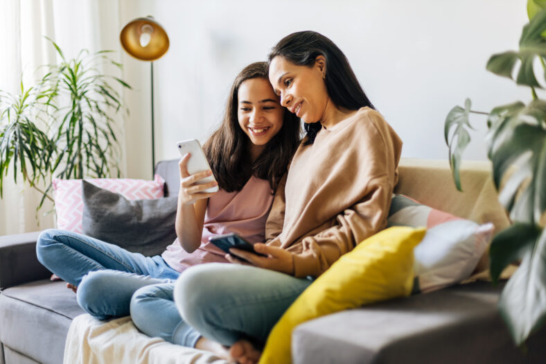 Mother and daughter spending time together at home.