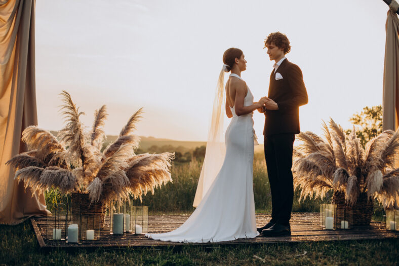 Bride and groom on their wedding ceremony